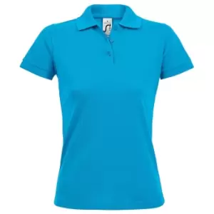 image of SOLs Womens/Ladies Prime Pique Polo Shirt (L) (Aqua)