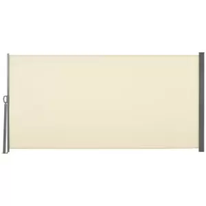 Image of Outsunny Retractable Sun Side Awning Screen Fence Patio Garden Wall Balcony Screening Panel Outdoor Blind Privacy Divider (3x1.6M, Cream White)