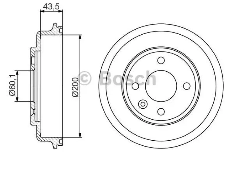 Image of Bosch 0 986 477 313 Brake Drum Rear Axle, 244mm Brake Drum (123)