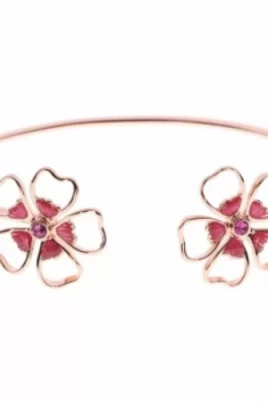 image of Ted Baker Ladies Rose Gold Plated Leveni Enamel Double Flower Ultrafine Cuff TBJ1242-24-73