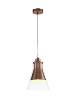 Image of Ceiling Dome Pendant, 1 x E27, Antique Copper, Clear Glass