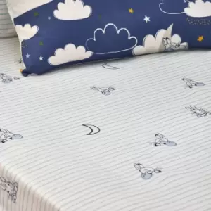 Image of Peter Rabbit Sleepy Head Mint Stripe Fitted Sheet Mint