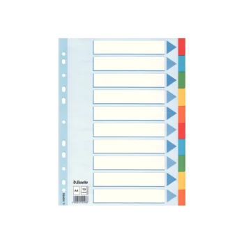 image of Cardboard Divider A4 10 Tabs Multicolour - Outer Carton of 10