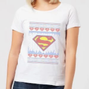 Image of DC Supergirl Knit Womens Christmas T-Shirt - White