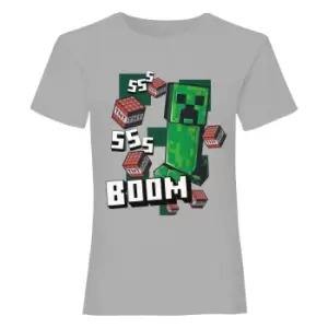 Image of Minecraft Girls Like A Bossss Heather T-Shirt (5-6 Years) (Grey Heather)