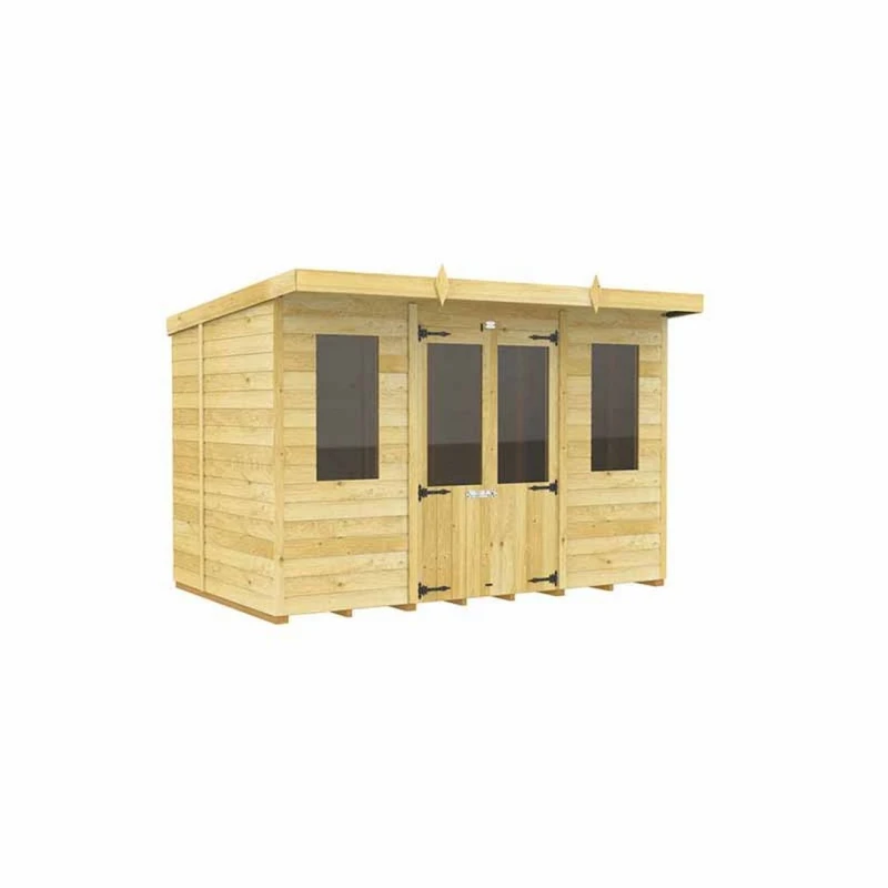Image of Buttercup Farm 10ft x 6ft Pent Summer House - Wood - L178 x W302 x H201cm in Brown Brown Unisex