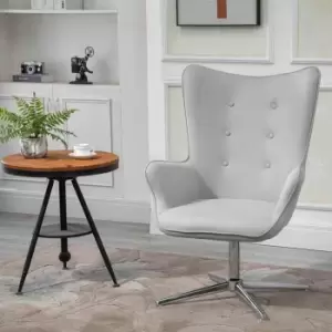 Image of HOMCOM Retro Leisure Chair Metal Base Swivel High Comfort for Home Office Grey