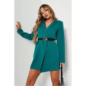 Image of I Saw It First Green Woven Belted Blazer Dress - Green