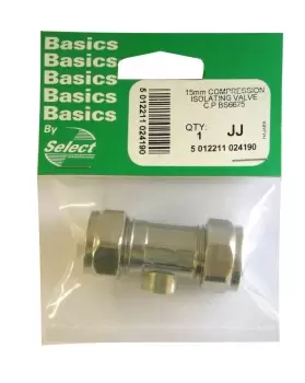 Image of Select Hardware Isolating Valve Chrome Plated 15mm (1 Pack)