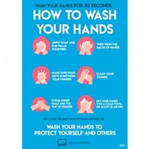 image of AVERY COVHTA4 COVID-19 How to Wash Hands A4 Labels 210 x 297mm Blue 2 Labels