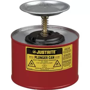 image of Justrite Plunger can, sheet steel, zinc plated and painted, capacity 2 l