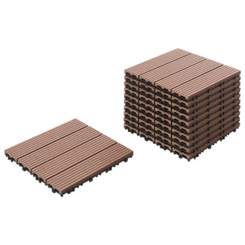 Image of Beliani Outdoor Flooring Ateleta Wood-Plastic Composite (Wpc) Brown