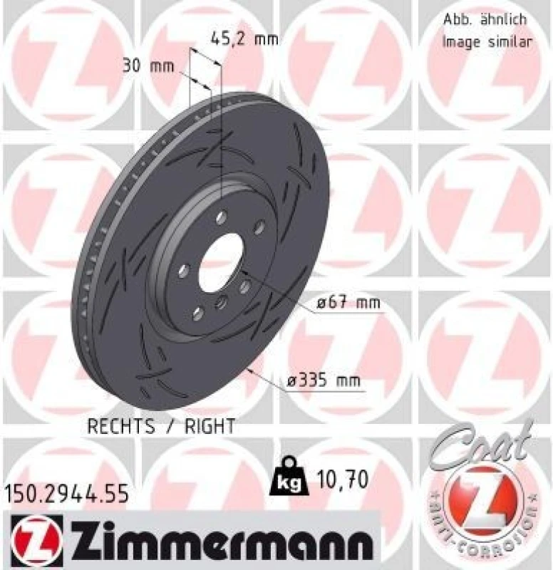 Image of ZIMMERMANN Brake disc ZIMMERMANN 150.2944.55