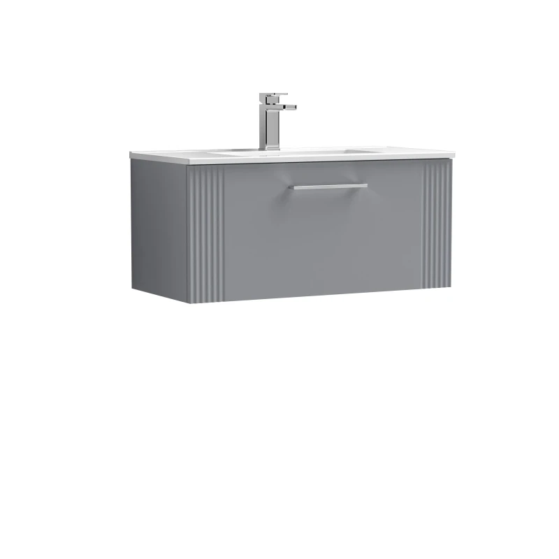 Image of Balterley 1 Drawer Wall Hung Vanity Unit with Minimalist Basin Grey 800mm Grey