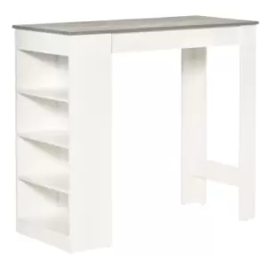 Image of Homcom Bar Table With Built In 4 Tier Shelf Grey