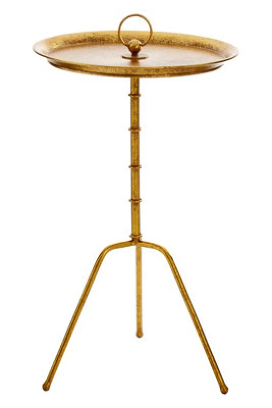 Image of Premier Housewares Gold Finish Small Accent Table, Elegant Side Table By Couch For Livingroom, Distressed Small Lounge Table Gold