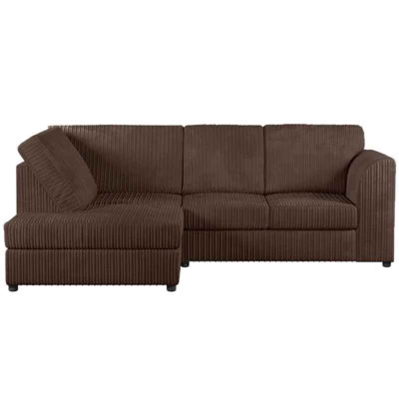 Image of Furnishings For Less UK Luxor Chocolate Jumbo Cord 4 Seater Corner Sofa Left Hand Facing - Full Back