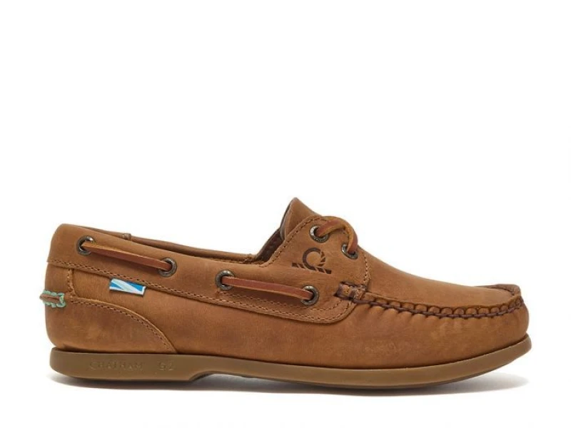 Image of CHATHAM MARINE Womens Deck Lady II G2 - Premium Leather Boat Shoes in Walnut Size: 5 Walnut Female 5
