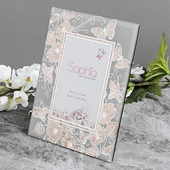 Image of 4" x 6" - Sophia Rose Gold Collection Butterfly Photo Frame