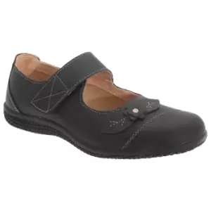 Image of Boulevard Womens/Ladies Touch Fastening Extra Wide Summer Casual Leather Shoes (8 UK) (Black)