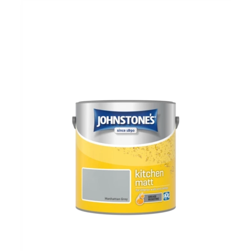 Image of Johnstone's Kitchen Matt Tough Emulsion Paint, 2.5L, Manhattan Grey