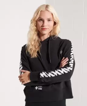 Image of Superdry Code Logo Tape Crop Hoodie
