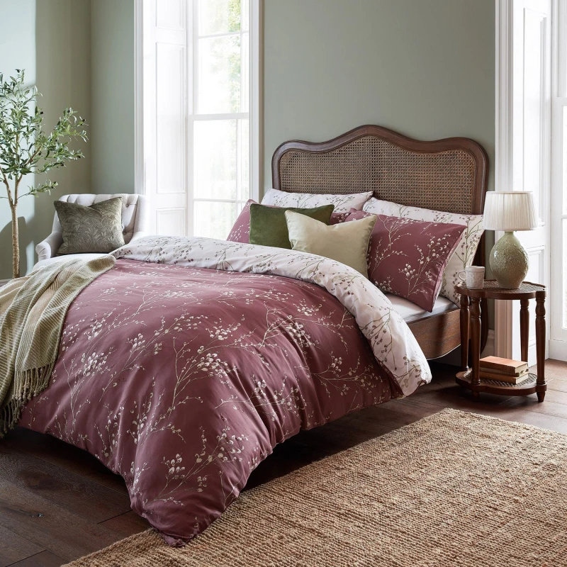 Image of Laura Ashley Pussy Willow Duvet Set, Single, Plum Purple