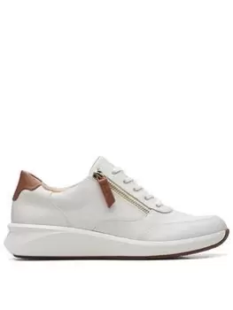 Image of Clarks Un Rio Zip Leather Trainer, White, Size 7, Women