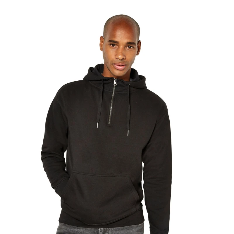 Image of Kustom Kit Mens Quarter Zip Hoodie in Black Size: Large Black Male L