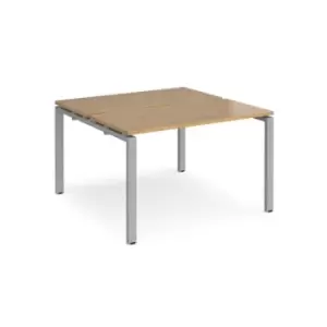 Image of Bench Desk 2 Person Rectangular Desks 1200mm Oak Tops With White Frames 1200mm Depth Adapt E1212-S-O