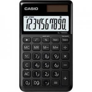 image of Casio SL-1000SC Pocket calculator Black Display (digits): 10 solar-powered, battery-powered (W x H x D) 71 x 9 x 120 mm