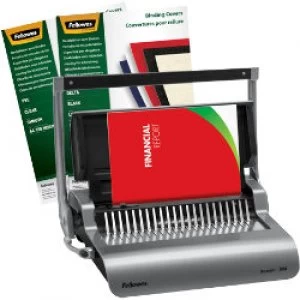 Image of Fellowes Binding Machine Quasar 100 Clear 100 Black Binding Covers Free