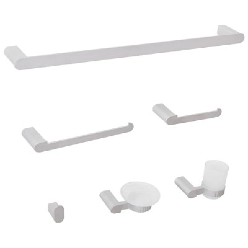 Image of Beliani 6 Piece Bathroom Hardware Set Paracas With Towel Bars And Hooks Silver
