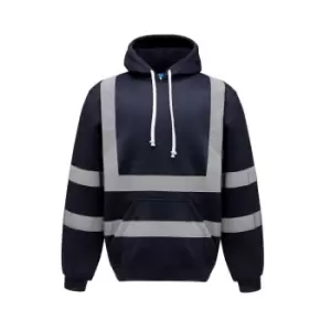 Image of Yoko Mens Hi Vis Reflective Hoodie (XL) (Navy Blue)