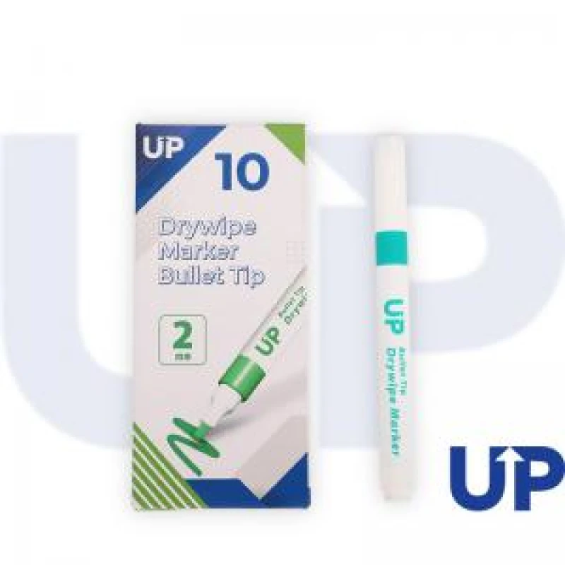 Image of UP Drywipe Bullet Tip Markers 2mm Line Green (10 Pack) UP0072