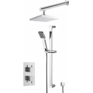 image of Nuie Twin Square Thermostatic Concealed Complete Mixer Shower with Diverter - Chrome