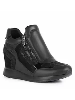 Image of Geox Nyame Wedge Trainers - Black, Size 7, Women