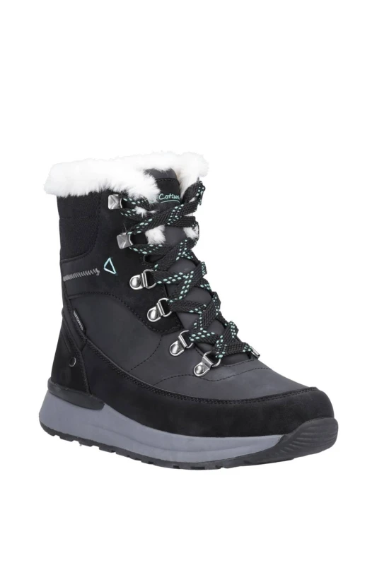 Image of Cotswold Womens Sheephouse Waterproof Fur Lined Ankle Boots - UK 3 Black female GDE2809BLK3
