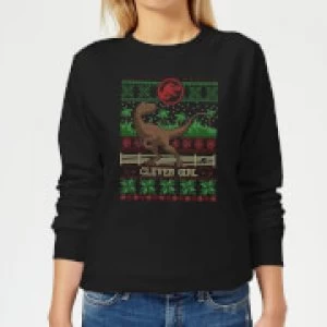 image of Jurassic Park Clever Girl Womens Christmas Sweatshirt - Black