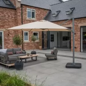 Image of Ares 3m Square Cantilever Parasol with Solar powered LED Lights - Beige