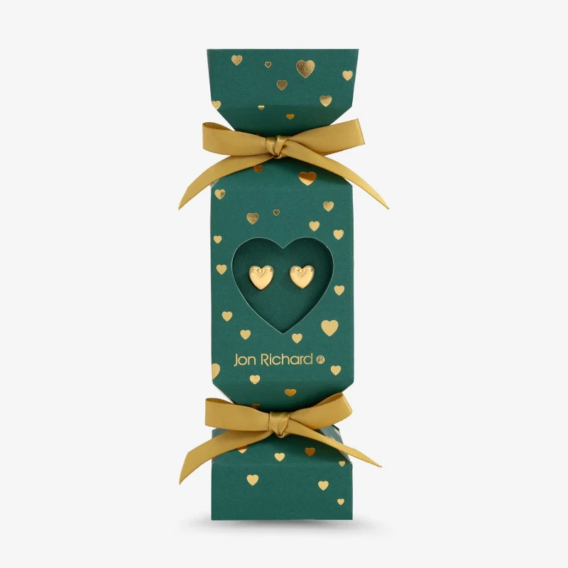 Image of Jon Richard 18K Gold Plated Heart Earrings - Gift Cracker Gold female One Size