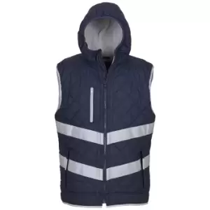 Image of Yoko Womens/Ladies Kensington Hi-Vis Hooded Gilet (3XL) (Navy)