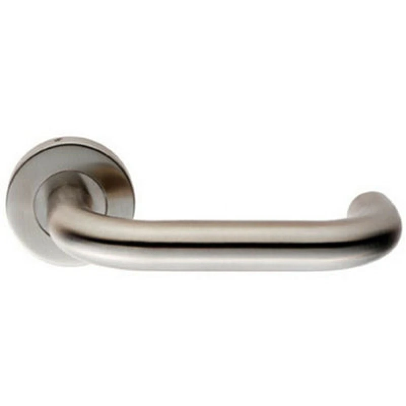 Image of Loops PAIR 19mm Round Bar Safety Handle on Round Rose Concealed Fix Satin Steel Metallics