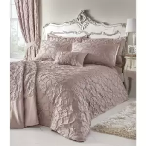 Image of Bentley Damask Throwover Plus 2 Pillow Shams Set Woven Blush Dull Pink 254x254cm - Blush