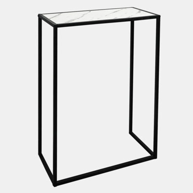 Image of OHS OHS Marble End Table Living Room Console Bedroom Side Nightstand Metal in White White One Size Unisex 5027434215362