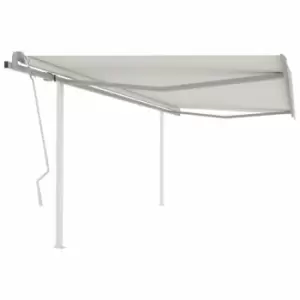 image of Vidaxl - Manual Retractable Awning with Posts 4x3.5 m Cream Cream