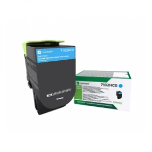 image of Lexmark 71B2HC0 Cyan Laser Toner Ink Cartridge