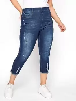 Image of Yours Crop Cat Scratch Jegging - Blue Size 18, Women