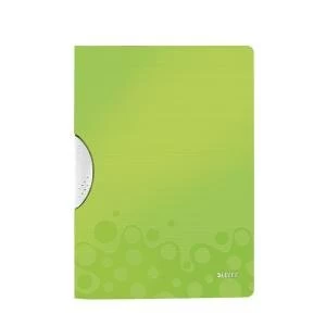 image of Leitz WOW ColorClip Poly File A4 Green Metallic Pack of 10 41850064