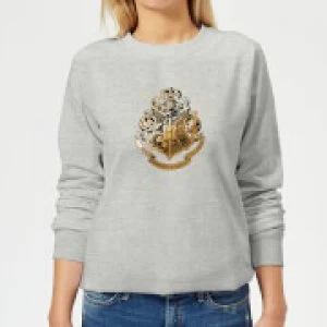 Image of Harry Potter Star Hogwarts Gold Crest Womens Sweatshirt - Grey - 3XL